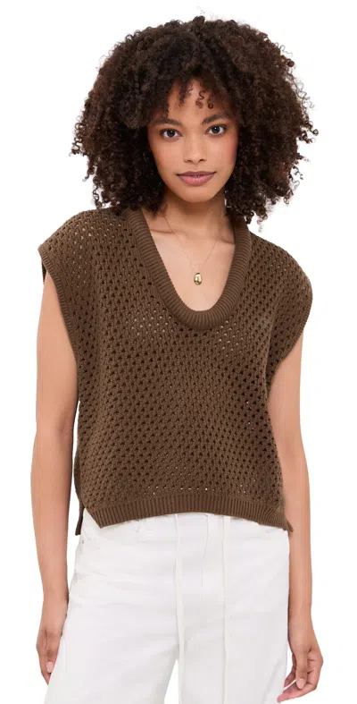 Pistola Beck Slouchy Open Knit Sweater Java In Brown