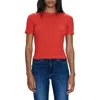 Pistola Bella Rib Crewneck T-shirt In Rouge