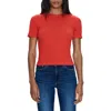 Pistola Bella Rib Crewneck T-shirt In Rouge