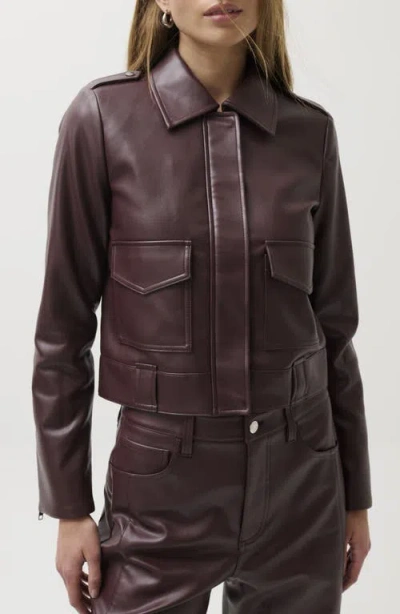 Pistola Bex Faux Leather Crop Jacket In Brown