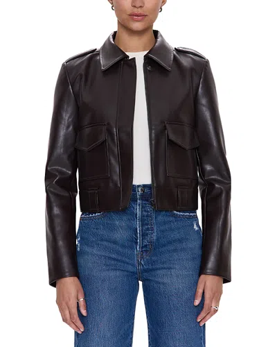 Pistola Bex Shrunken Faux Leather Jacket In Brown