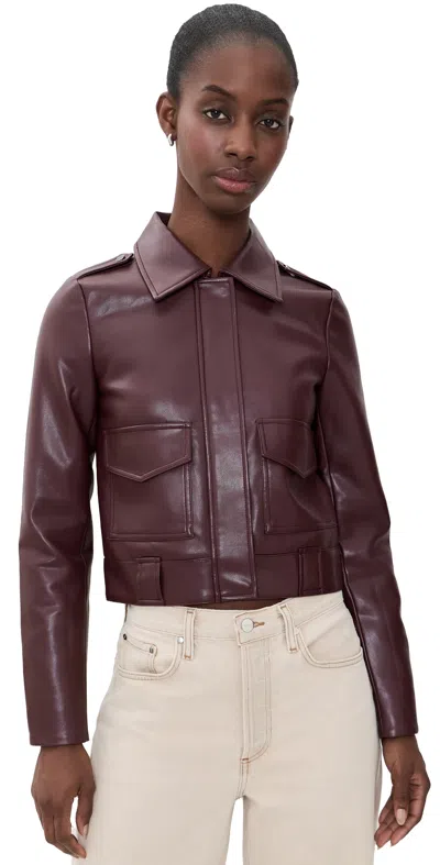 Pistola Bex Shrunken Faux Leather Jacket Cabernet In Brown