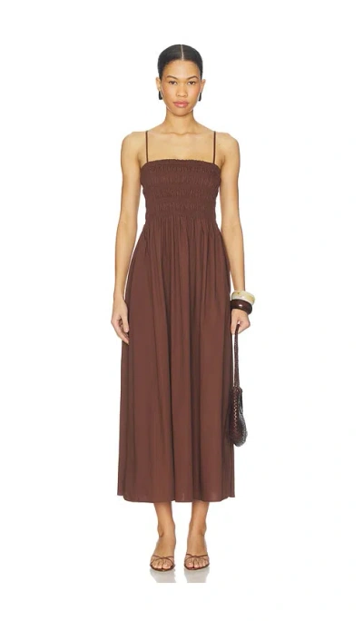 Pistola Bianca Shirred Bodice Dress In Brown