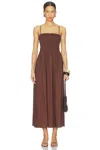 Pistola Bianca Shirred Bodice Dress In Bruna In Brown