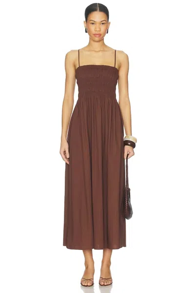 Pistola Bianca Shirred Bodice Dress In Bruna In Brown
