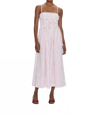 Pistola Bianca Shirred Bodice Dress In Ruby Stripe