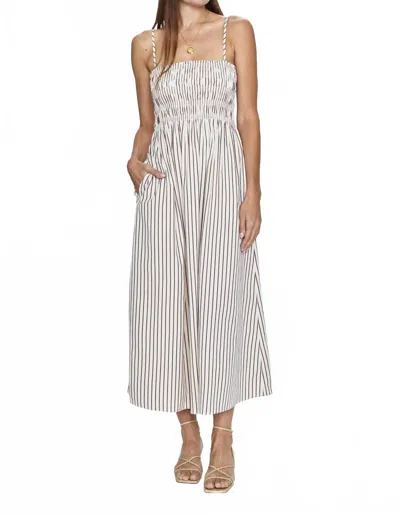 Pistola Bianca Smocked Bodice Dress In Tiramisu Stripe In Gray