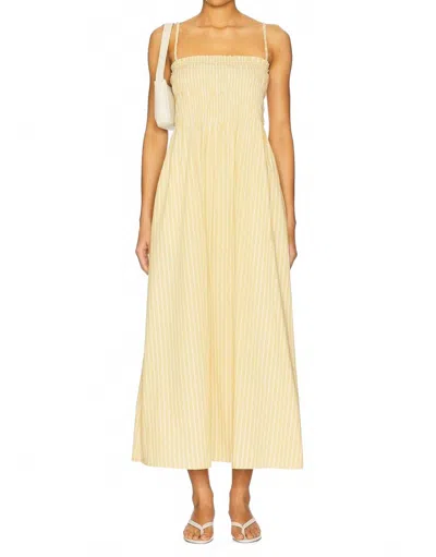 Pistola Bianca Smocked Bodice Midi Dress In Beach Sand In Black