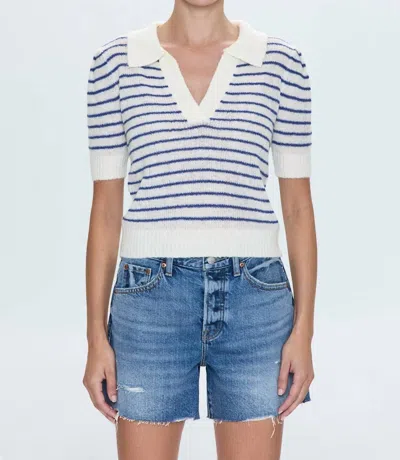 Pistola Billie Pleat Sleeve Polo In Multi In Blue