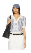 Pistola Billie V Neck Polo Sweater In Maritime Shell Strip