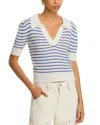 Pistola Billie V Neck Polo Sweater In Martitime Shell Stripe
