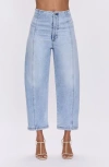 Pistola Blair Bandless High Waist Crop Barrel Jeans In Blue