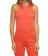 Pistola Blake Crewneck Bodysuit In Flamingo In Orange