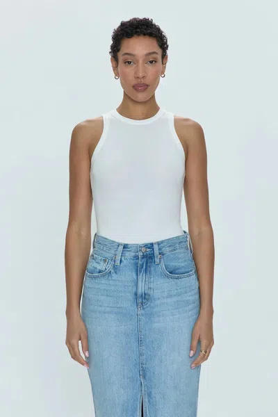 Pistola Blake Crewneck Bodysuit In Le Blanc In Blue