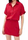 Pistola Blythe Short Sleeve Shirt Mini Dress In Samba In Red