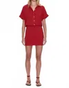 Pistola Blythe Short Sleeve Shirt Mini Dress In Samba In Red