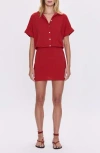 Pistola Blythe Short Sleeve Shirt Mini Dress In Samba In Red