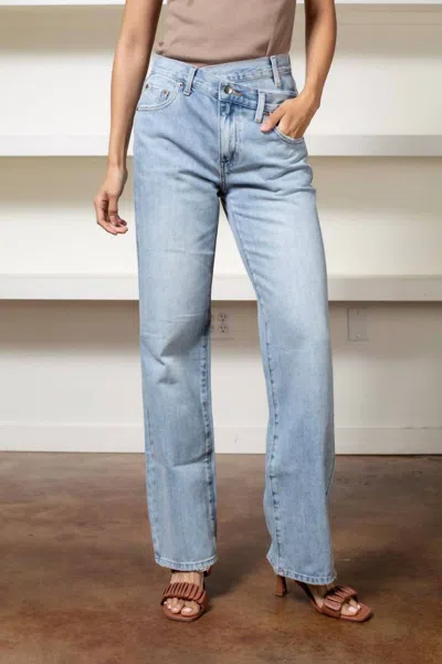 Pistola Bobbie High Rise Wide Leg Jean With Crossover In Nelson In Blue