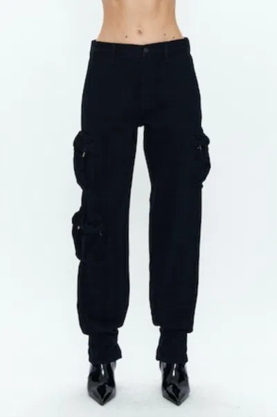 Pistola Bobbie Utility Ankle Cargo Jeans In Abyss In Black