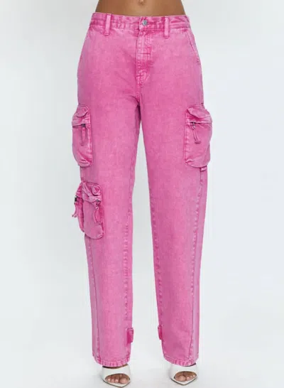 Pistola Bobbie Utility Mid-rise Loose Straight Cargo Pants In Pink