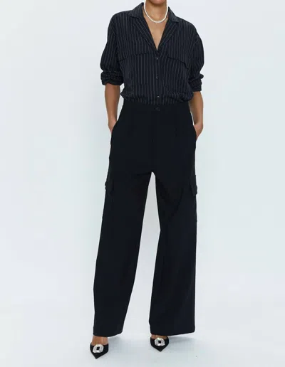 Pistola Brynn High Rise Relaxed Cargo Pants In Black In Burgundy