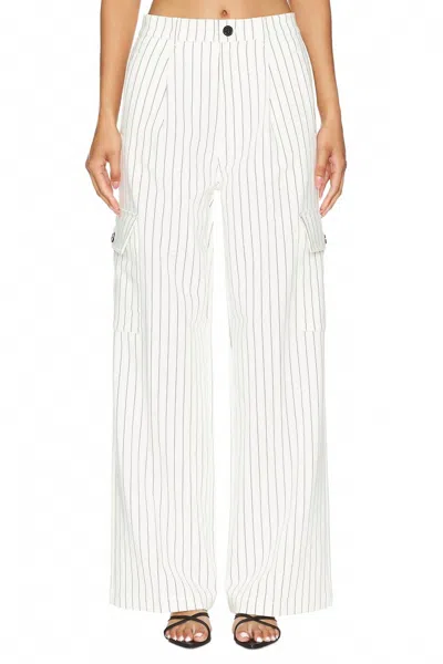 Pistola Brynn High Rise Relaxed Stripe Cargo Pants In Le Blanc Pinstripe In Black