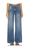 Pistola Caleb High Rise Relaxed Stacked Waist In Blue