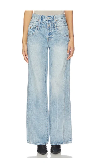 Pistola Caleb High Rise Stacked Wide Jeans In Blue