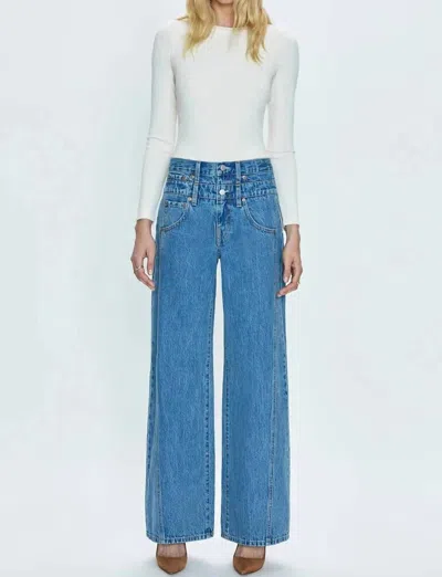 Pistola Caleb High Rise Stacked Waist Jeans In Blue In Multi