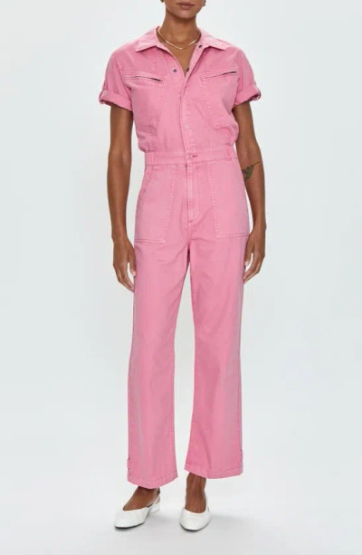 Pistola Campbell Cotton Utility Jumpsuit In Peony Pink
