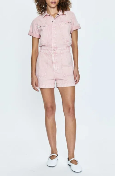 Pistola Campbell Denim Romper In Rose Quartz