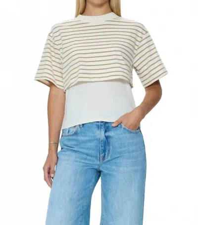 Pistola Camryn Boxy Overlay Tee In Tannin Ecru Stripe In Neutral
