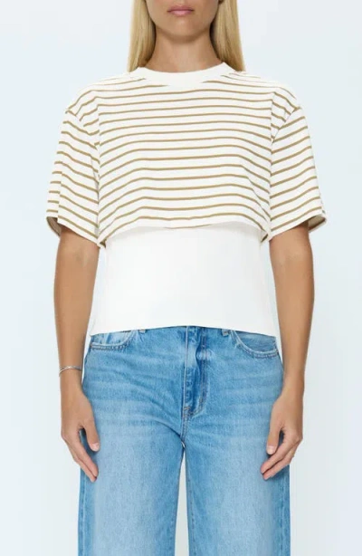 Pistola Camryn Stripe Layered Cotton Top In Neutral