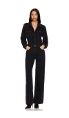 Pistola Cannon Long Sleeve Wide Leg Denim Jumpsuit In Black