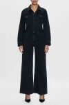Pistola Cannon Long Sleeve Wide Leg Denim Jumpsuit In Slope