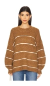Pistola Carlen Mock Neck Oversize Sweater In Caramel & White Stripe