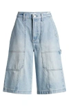 Pistola Carter High Waist Denim Carpenter Bermuda Shorts In Wimbledon