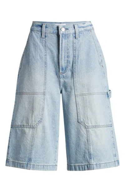Pistola Carter High Waist Denim Carpenter Bermuda Shorts In Wimbledon