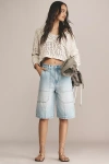 Pistola Carter High Waist Denim Carpenter Bermuda Shorts In Blue