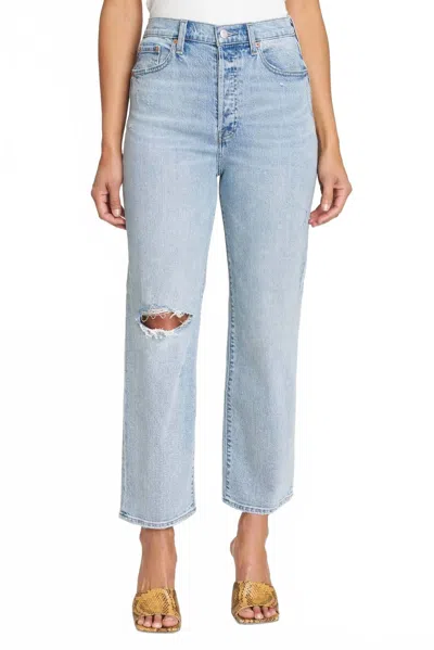 Pistola Cassie Crop Super High Rise Straight Crop Jeans In Blue