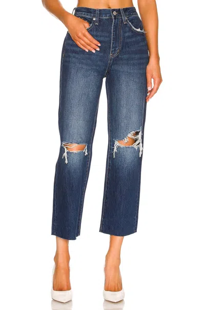 Pistola Cassie Crop Super High Rise Straight Distressed Jeans In Blue