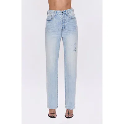Pistola Cassie Embellished High Waist Ripped Straight Leg Jeans In Blue