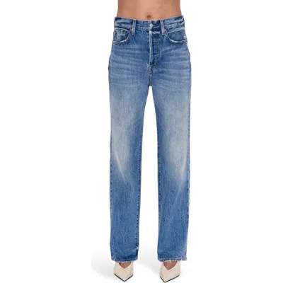 Pistola Cassie Embellished High Waist Ripped Straight Leg Jeans In Blue