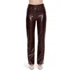 Pistola Cassie Embossed Faux Leather Flare Pants In Brown