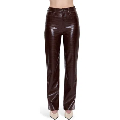 Pistola Cassie Embossed Faux Leather Flare Pants In Brown