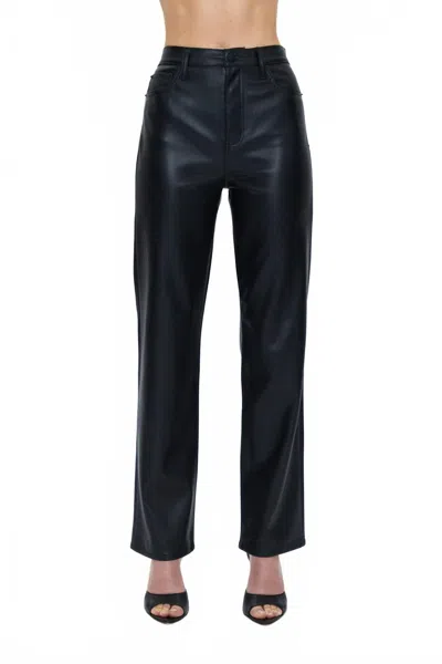 Pistola Cassie Faux Leather Super High Rise Straight Leg Pants In Slate Black
