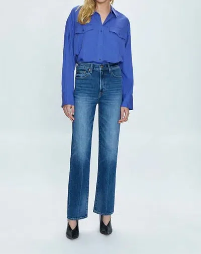 Pistola Cassie High Rise Straight Denim Jeans In Dark Vintage In Blue
