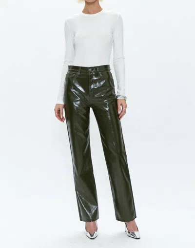 Pistola Cassie High Rise Straight Pants In Olive Vinyl In Multi