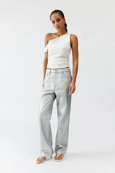 Pistola Cassie High-waisted Straight Jean - Coated Prism In Silver, Women's At Urban Outfitters