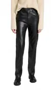 Pistola Cassie Straight Leg Vegan Leather Pants In Slate Black In Black